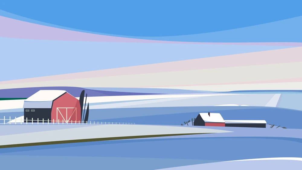 Winter Countryside Farm